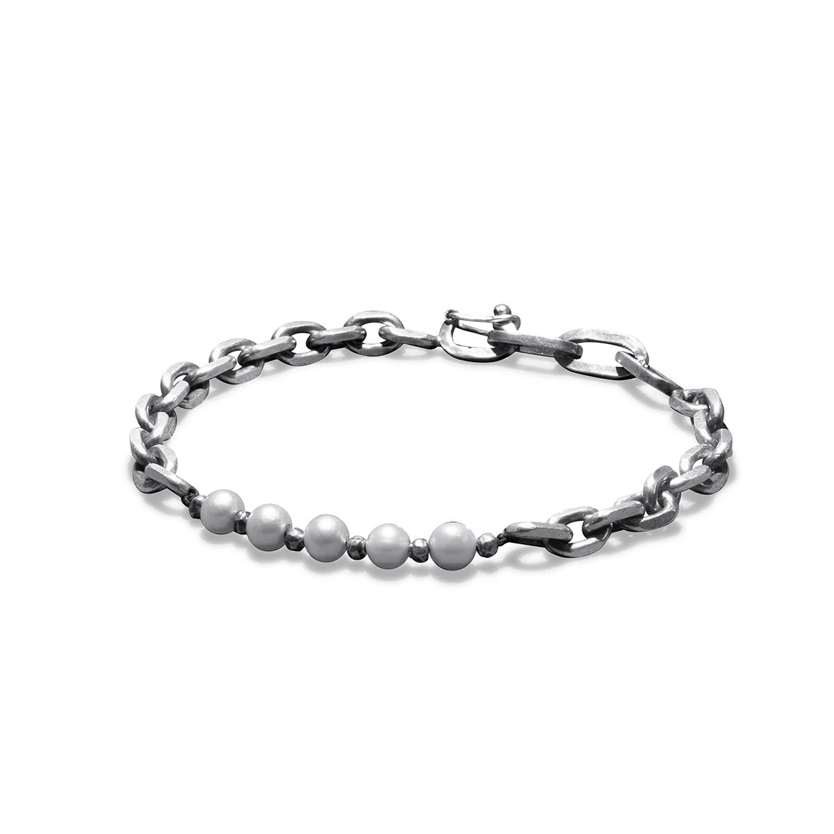 silver chain and pearls bracelet