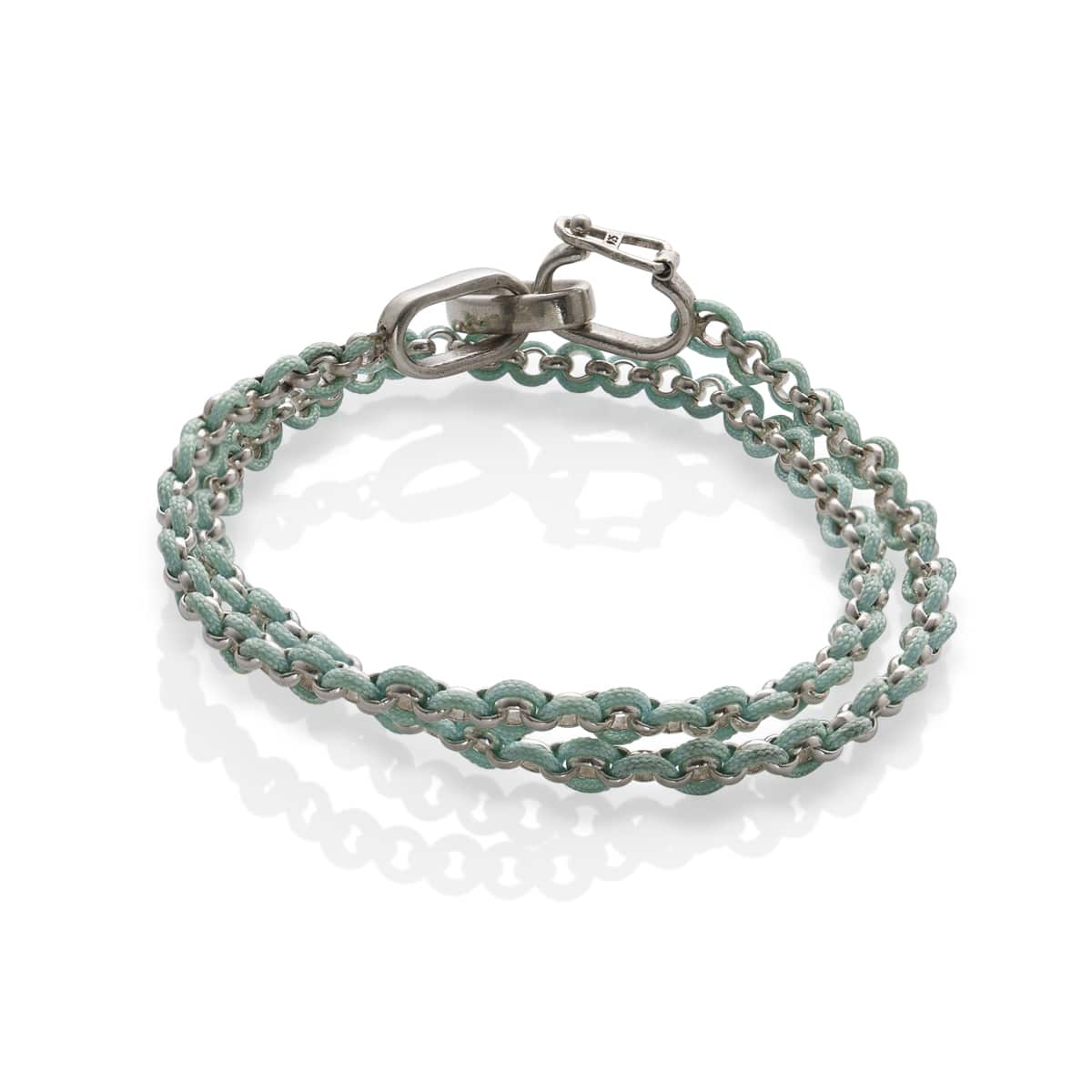 Light blue silver jewelry, braided metal bracelet
