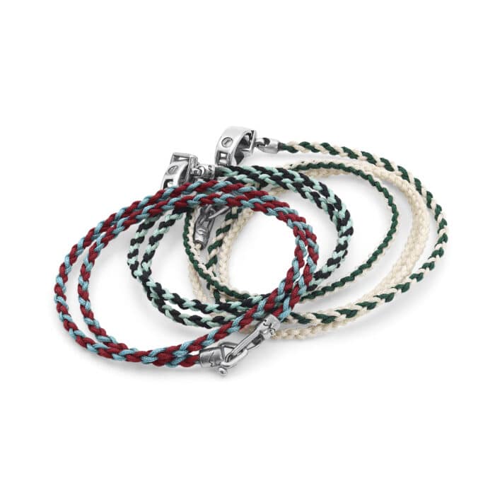 Twisted, braided wraps bracelet, wraps jewelry, stacking jewelry, leather braided, silver closure, by nevo, multicolor, teal jewel