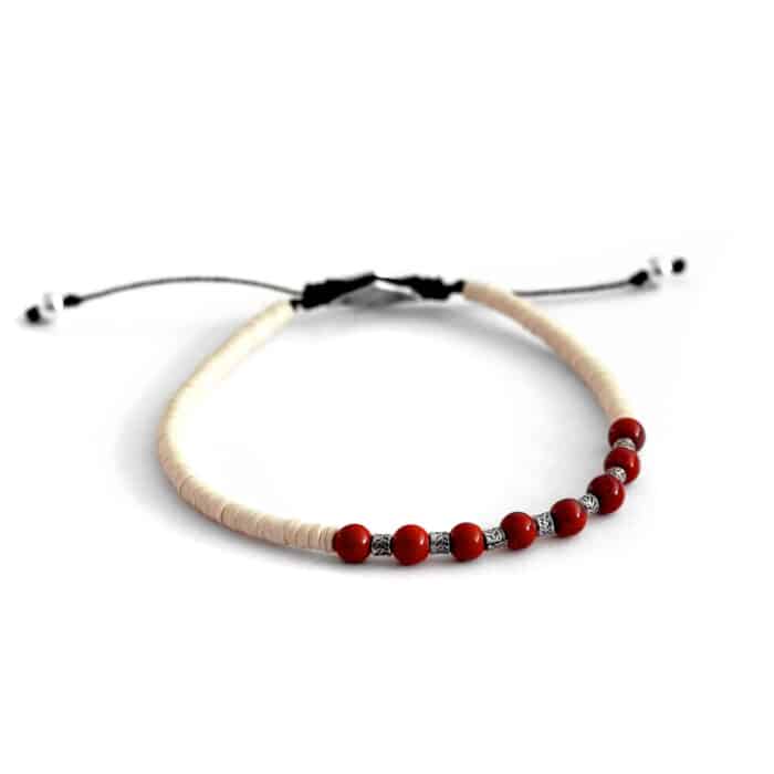 disc beads jewelry, african jewelry, vinyl disc beads, by nevo, indian inspired, indian jewelry, red coral bracelet, off White bracelet, men gift, vinyl beads jewelry, karen hill jewelry, smoky red gemstone, designer bracelet